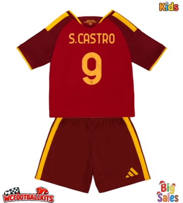 AS Roma Santiago Castro #9 Replica Home Stadium Kit for Kids 2026-27 Short Sleeve (+ pants)